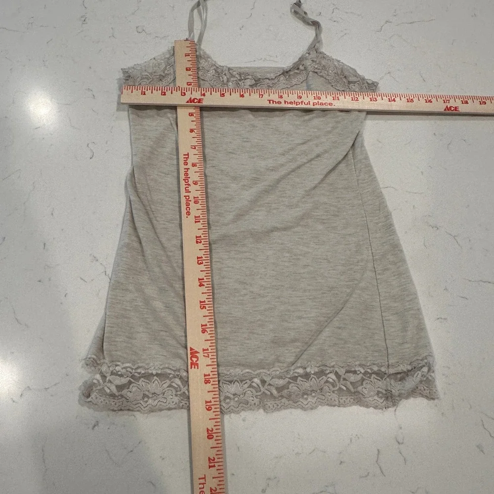 Charlotte Russe Y2K Babydoll Lace Trim Cami Top Heathered Grey Womens Medium